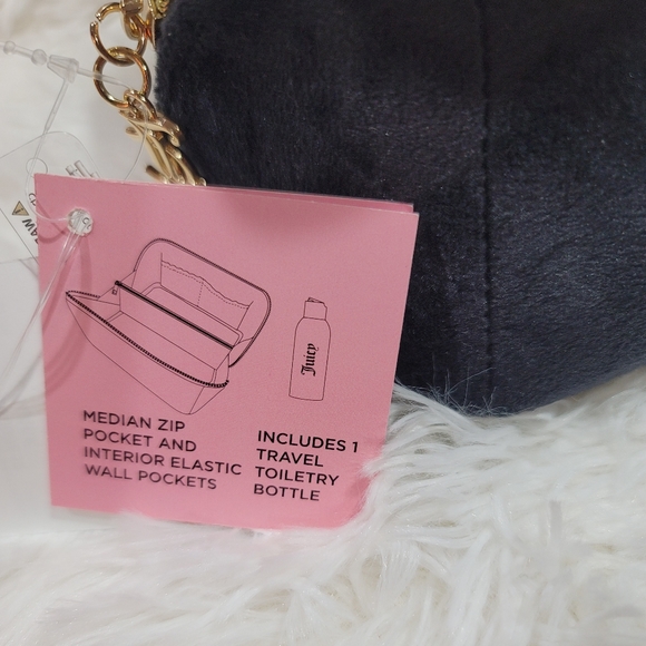 Juicy Couture Black Velour Cosmetic Bag Travel Case 2024 Brand New With Tags - Picture 3 of 5